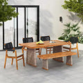 Christopher Knight Home Liliana Rustic 6 Piece Outdoor Acacia Wood Dining Set with Rattan Slatted Table and Cushions