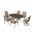 Mondawe 7 Pieces Cast Aluminum Outdoor Patio Dining Set with 2 Swivel Chair and 4 Armchairs and 1 Oval Table