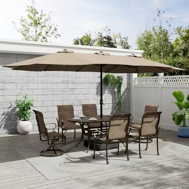 Mondawe – Ensemble de salle à manger d'extérieur 7 pièces en aluminium moulé avec 2 chaises pivotantes, 4 fauteuils et 1 table ovale