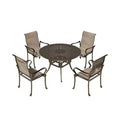 Mondawe 5 Pieces Outdoor Patio Dining Set with 53in W Round Dining Table and 4 Armchairs