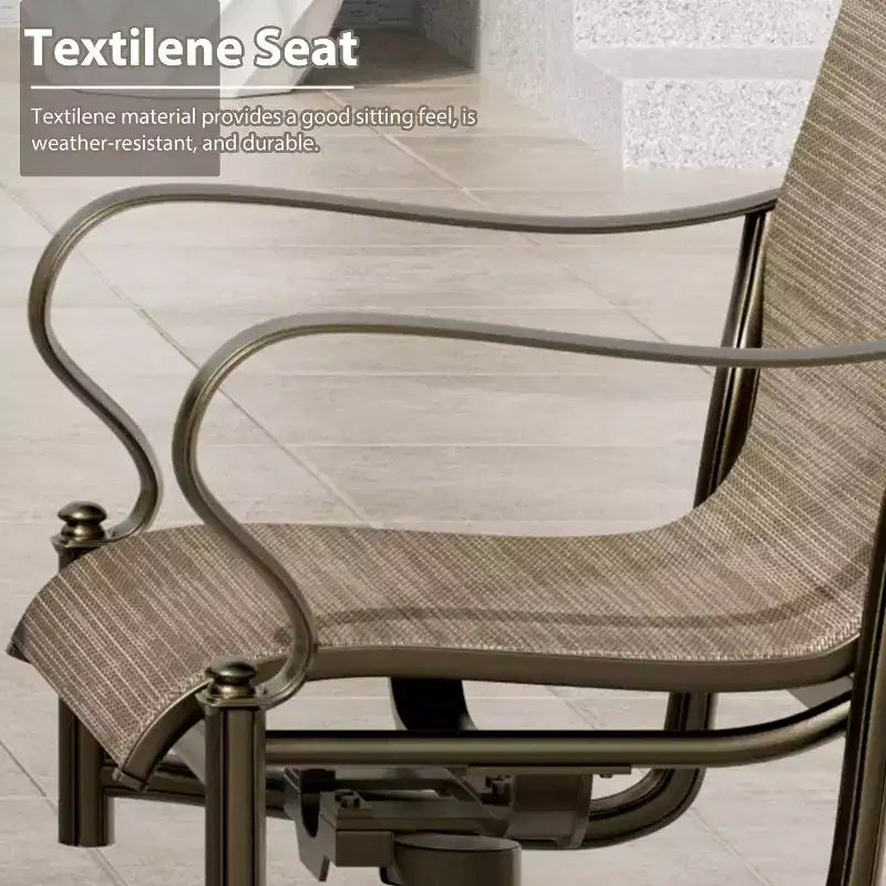 Ensemble de salle à manger d'extérieur Mondawe 5 pièces avec table à manger ronde de 53 po de largeur et 4 chaises pivotantes à bascule