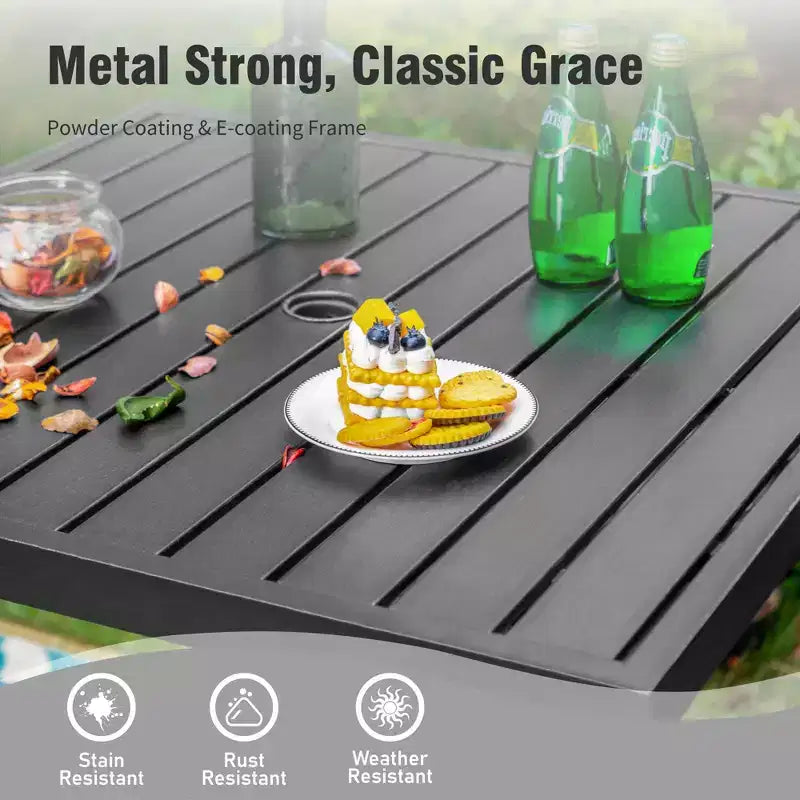 Captiva Designs – Ensemble de bar 3 pièces de jardin avec table haute en métal et chaises de bar pivotantes avec coussins et accoudoirs