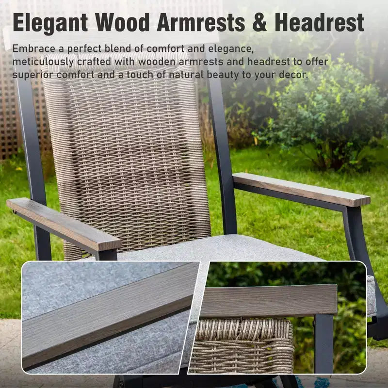 Captiva Designs – Ensemble de bar 3 pièces de jardin avec table haute en métal et chaises de bar pivotantes avec coussins et accoudoirs