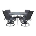 Courtyard Casual Santa Fe 5 pc 48 Round Dining Set with Sling Swivel Rockers Includes one Round table and 4 Sling Swivel Rockers