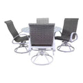 Courtyard Casual Santa Fe 5 pc 48 Round Dining Set with Wicker Swivel Rockers Includes one Round table and 4 Wicker Swivel Rockers