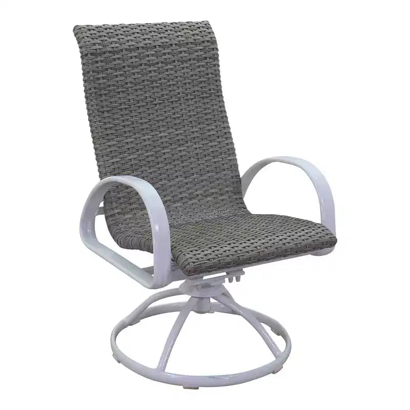 Ensemble repas rond 5 pièces Courtyard Casual Santa Fe de 122 cm avec fauteuils à bascule pivotants en osier Comprend une table ronde et 4 fauteuils à bascule pivotants en osier