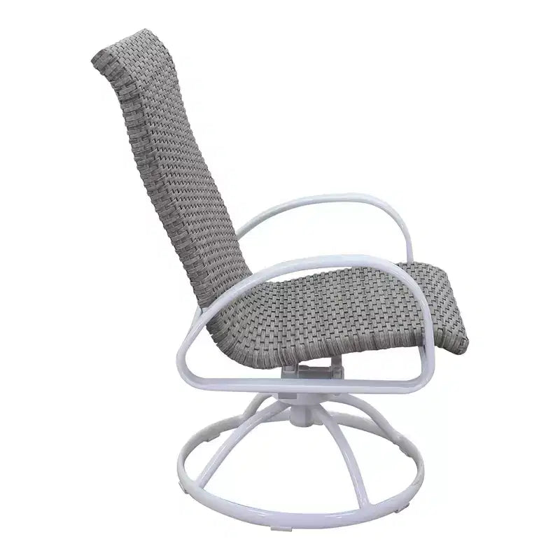 Ensemble repas rond 5 pièces Courtyard Casual Santa Fe de 122 cm avec fauteuils à bascule pivotants en osier Comprend une table ronde et 4 fauteuils à bascule pivotants en osier