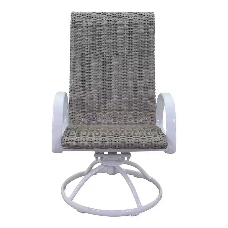 Ensemble repas rond 5 pièces Courtyard Casual Santa Fe de 122 cm avec fauteuils à bascule pivotants en osier Comprend une table ronde et 4 fauteuils à bascule pivotants en osier