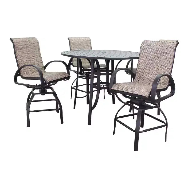 Ensemble repas de 5 pièces Courtyard Casual Santa Fe, hauteur balcon, comprenant une table de balcon de 48 po et quatre tabourets de balcon pivotants.