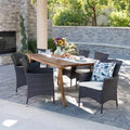 Christopher Knight Home Saba Outdoor Wicker and Acacia Wood 7 Piece Dining Set with Cushion