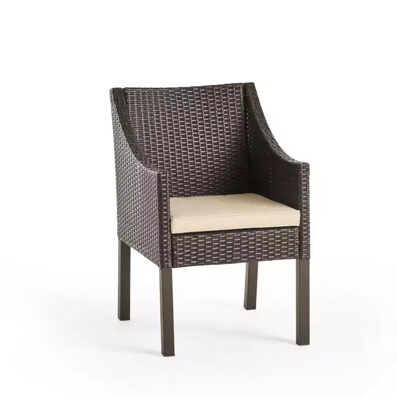 Christopher Knight Home Torrence Ensemble de salle à manger d'extérieur 5 pièces en bois d'acacia et osier avec coussin