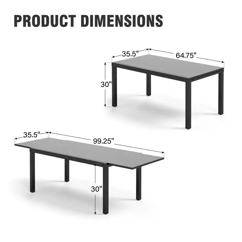 Captiva Designs Ensemble de salle à manger d'extérieur 7 pièces avec table extensible en acier et chaises avec accoudoirs en textilène marron