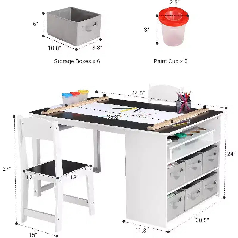 COZONY Table et chaise d'activités artistiques 4-en-1 pour enfants avec rangement, bureau d'activités pour tout-petits avec organisateur