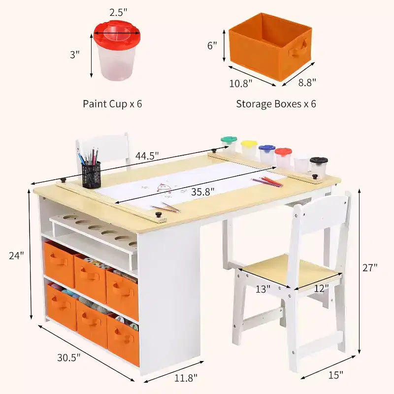 COZONY Table et chaise d'activités artistiques 4-en-1 pour enfants avec rangement, bureau d'activités pour tout-petits avec organisateur