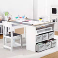 COZONY 4-in-1 Kids Art Table and Chair Set with Storage, Toddler Activity Desk with Organizer