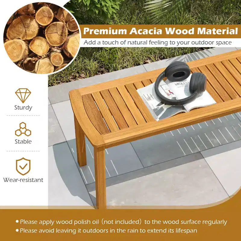 Costway Ensemble repas de jardin 6 pièces en bois d'acacia, table rectangulaire avec 4 chaises et un banc