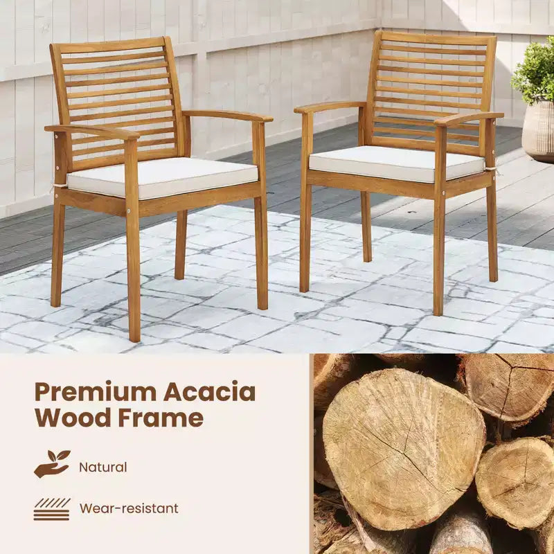 Costway Ensemble repas de jardin 6 pièces en bois d'acacia, table rectangulaire avec 4 chaises et un banc