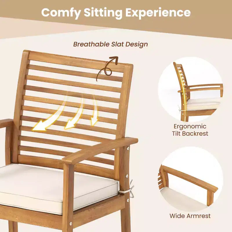 Costway Ensemble repas de jardin 6 pièces en bois d'acacia, table rectangulaire avec 4 chaises et un banc