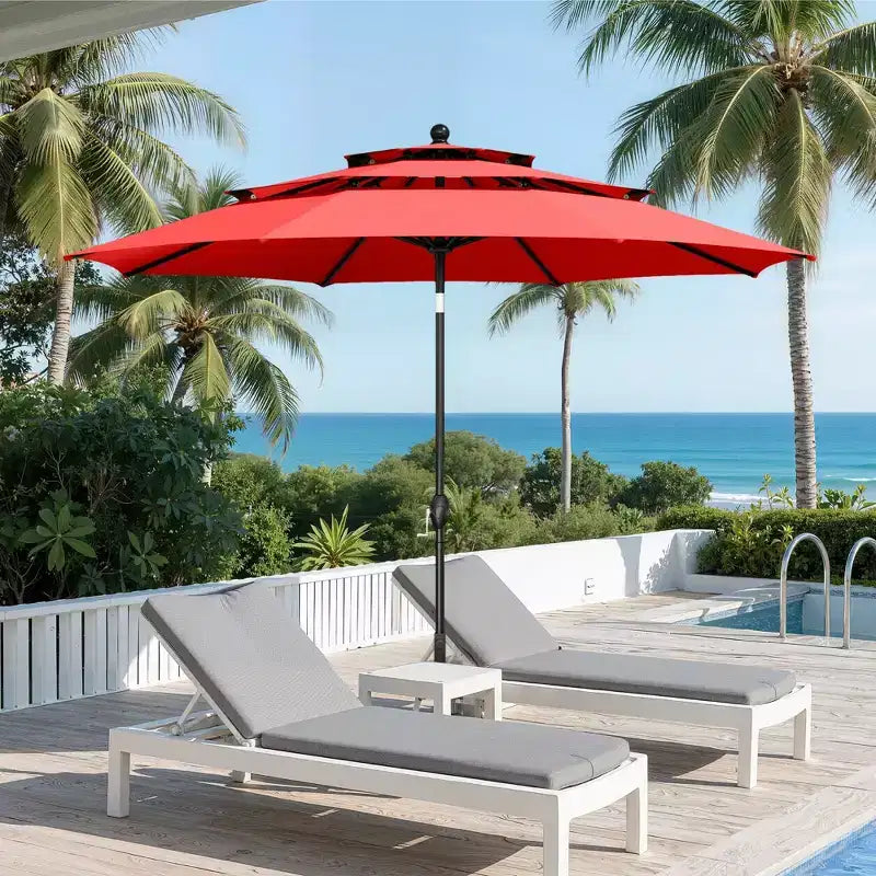 Captiva Designs Ensemble de patio 6 pièces avec table carrée, cadre en acier, chaises rembourrées élégantes et parasol de 3 m