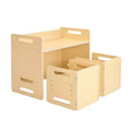 VEVOR Montessori Weaning Table and Chair Set, Wooden Toddler Table and Chair Set with 2 Chairs, Adjustable Height Chair and Activity Table, Natural
