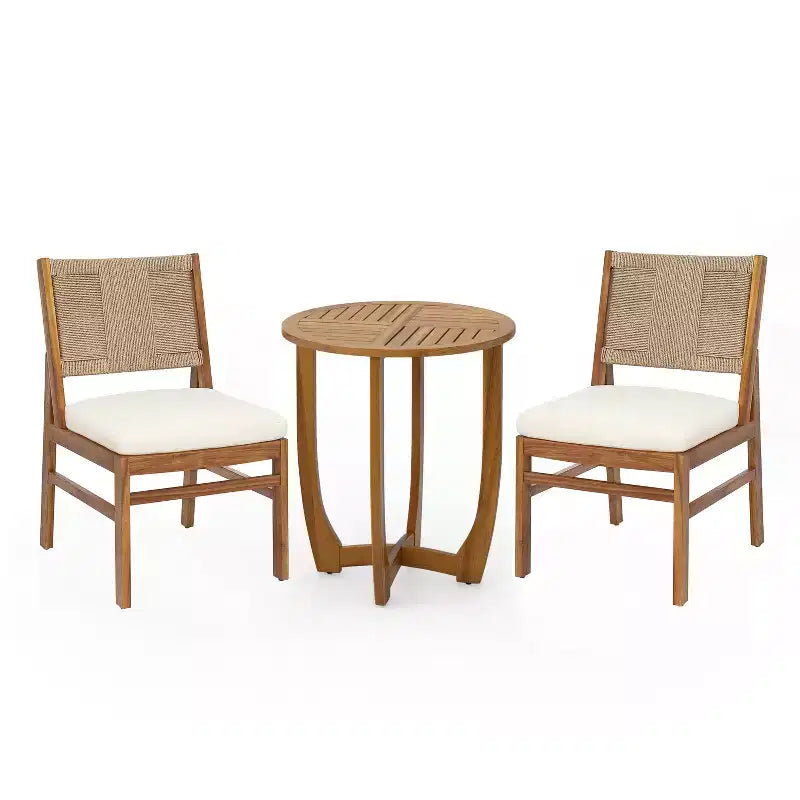 Christopher Knight Home Daisy Ensemble de salle à manger 3 pièces en bois d'acacia rustique avec chaises en osier