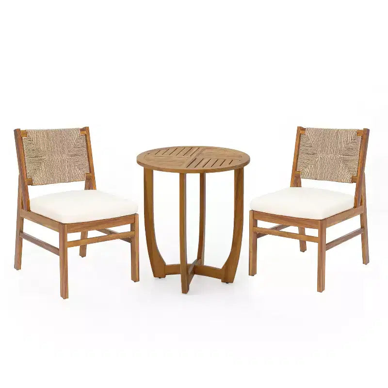 Christopher Knight Home Daisy Ensemble de salle à manger 3 pièces en bois d'acacia rustique avec chaises en osier