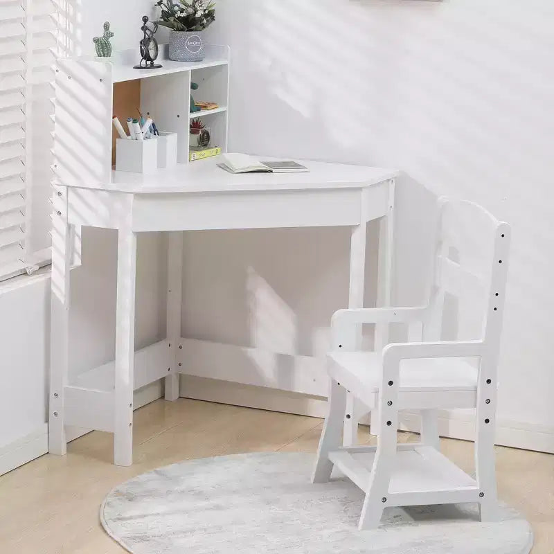 COZONY Kids Corner Desk and Chair Set, L-Shaped Study Table for Boys and Girls Ages 38