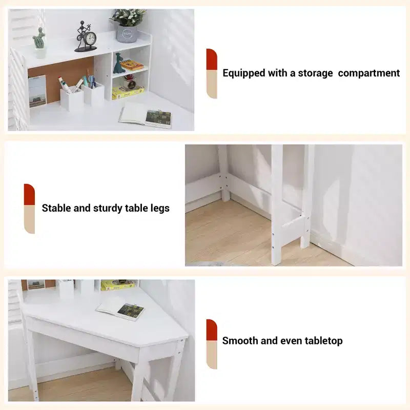 Bureau d'angle et chaise pour enfants COZONY, ensemble de table d'étude en forme de L pour garçons et filles de 3 à 8 ans