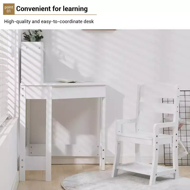Bureau d'angle et chaise pour enfants COZONY, ensemble de table d'étude en forme de L pour garçons et filles de 3 à 8 ans