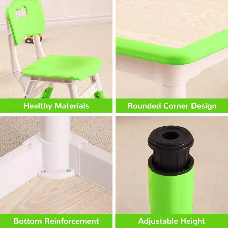 Table et 4 chaises pour enfants, réglables en hauteur, plateau effaçable, ensemble table et chaises multifonctionnel pour la lecture, le dessin, les repas