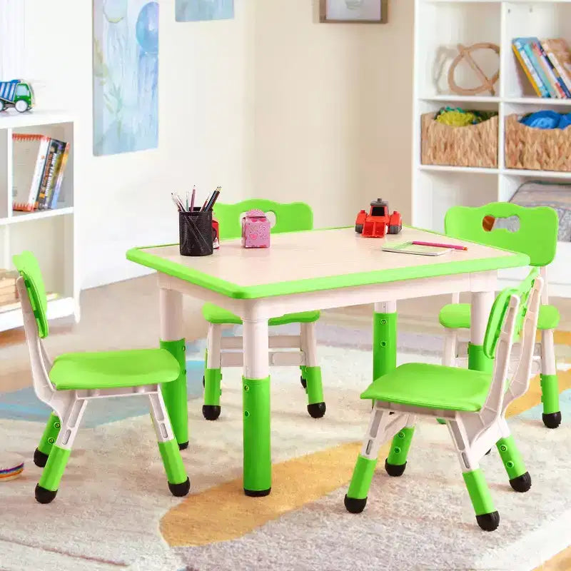 Table et 4 chaises pour enfants, réglables en hauteur, plateau effaçable, ensemble table et chaises multifonctionnel pour la lecture, le dessin, les repas