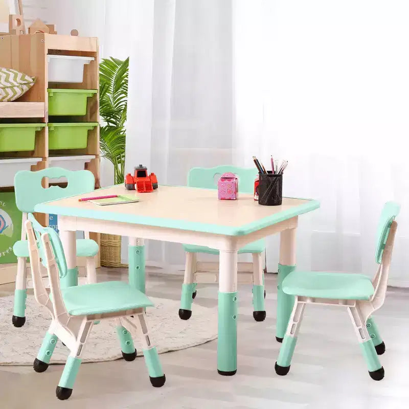 Table et 4 chaises pour enfants, réglables en hauteur, plateau effaçable, ensemble table et chaises multifonctionnel pour la lecture, le dessin, les repas