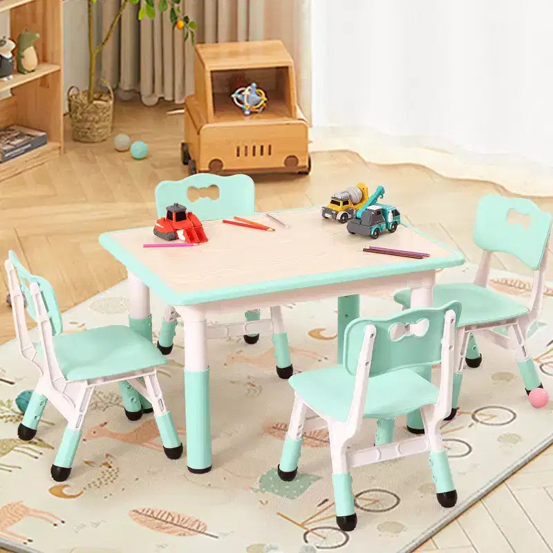 Table et 4 chaises pour enfants, réglables en hauteur, plateau effaçable, ensemble table et chaises multifonctionnel pour la lecture, le dessin, les repas