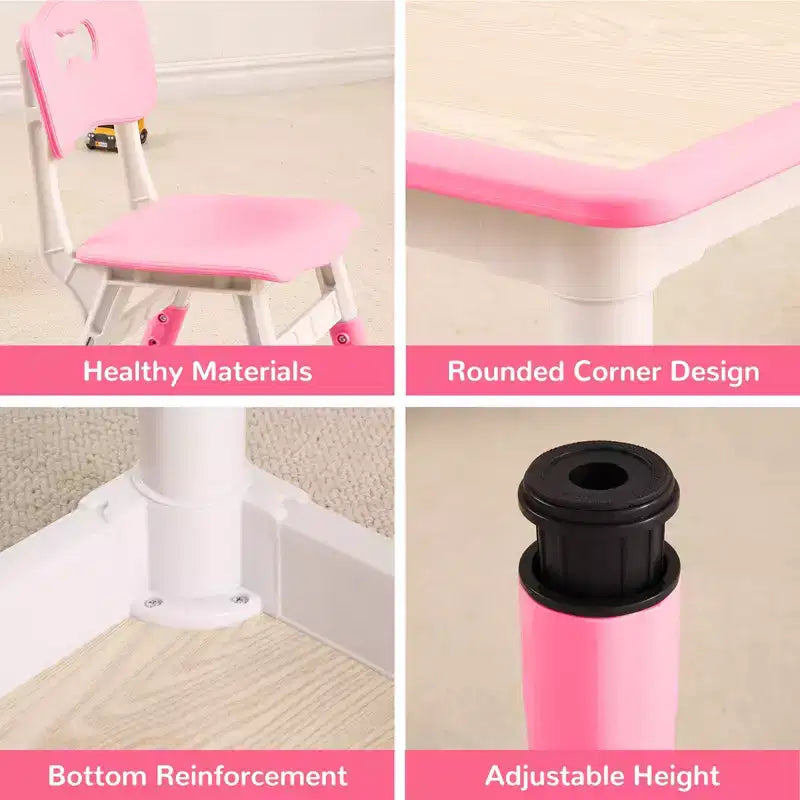 Table et 4 chaises pour enfants, réglables en hauteur, plateau effaçable, ensemble table et chaises multifonctionnel pour la lecture, le dessin, les repas