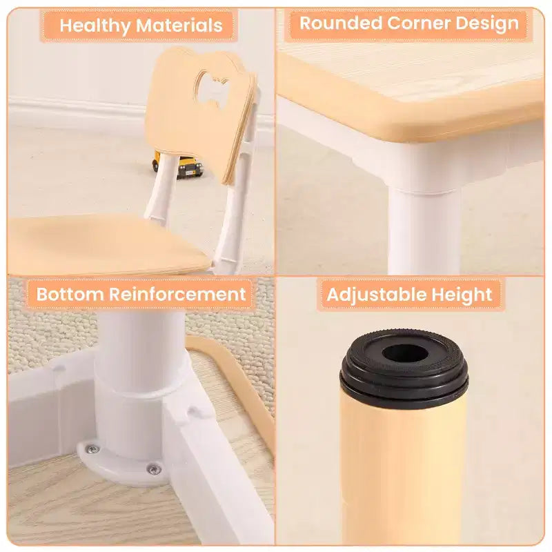 Table et 4 chaises pour enfants, réglables en hauteur, plateau effaçable, ensemble table et chaises multifonctionnel pour la lecture, le dessin, les repas