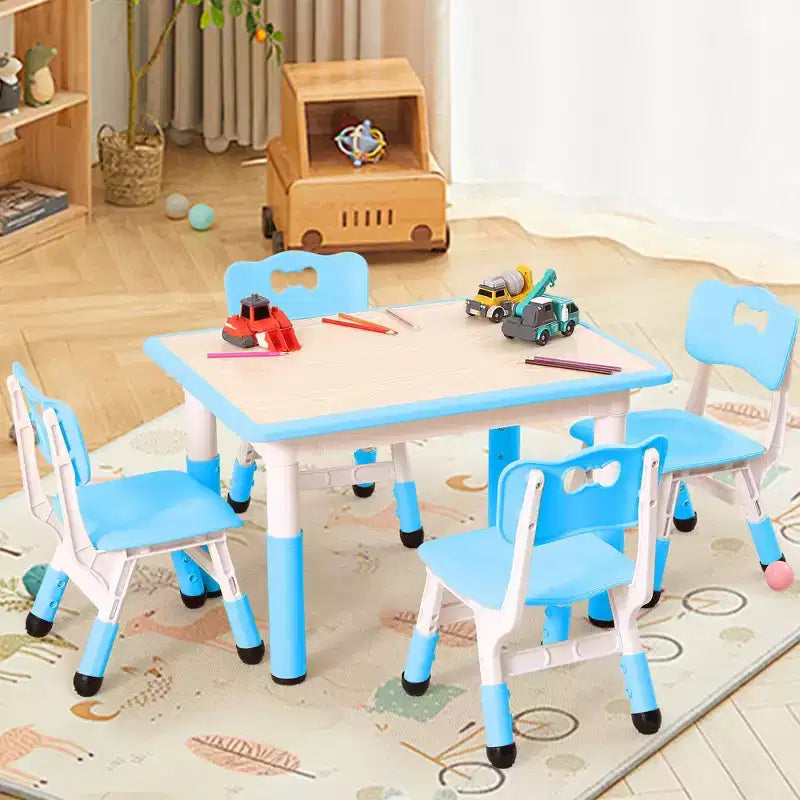 Table et 4 chaises pour enfants, réglables en hauteur, plateau effaçable, ensemble table et chaises multifonctionnel pour la lecture, le dessin, les repas