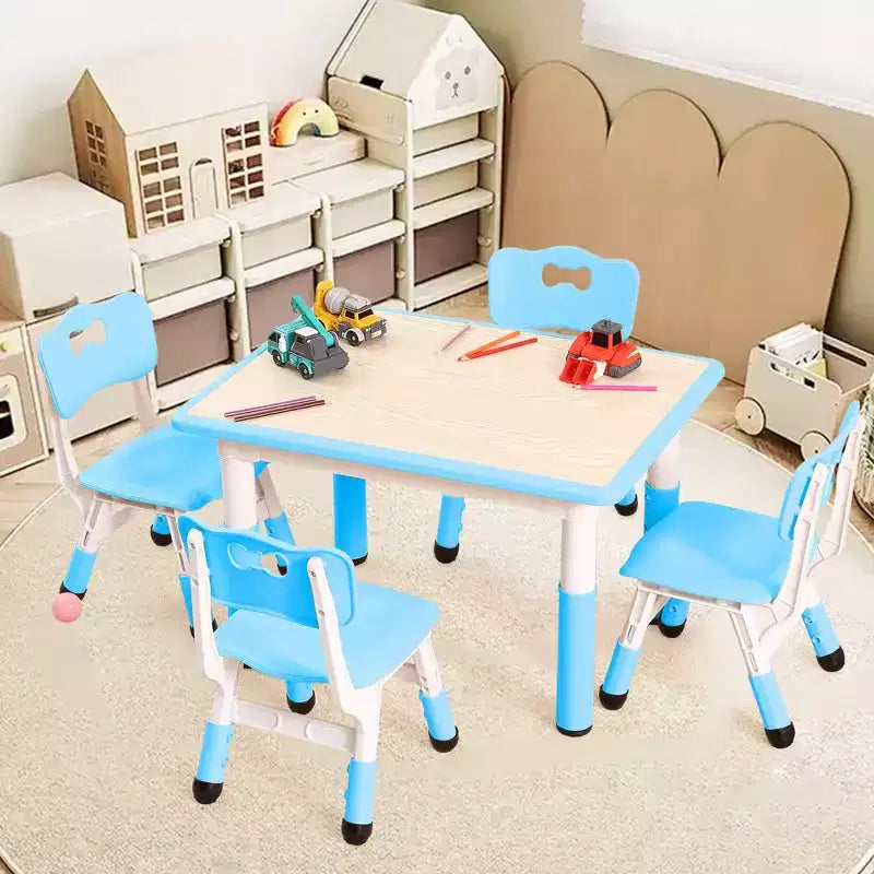 Table et 4 chaises pour enfants, réglables en hauteur, plateau effaçable, ensemble table et chaises multifonctionnel pour la lecture, le dessin, les repas