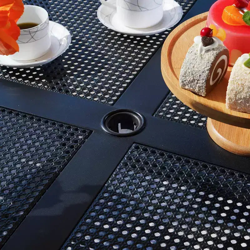 Captiva Designs Ensemble de salle à manger d'extérieur 5 pièces avec table carrée en acier et chaises pivotantes en métal avec toile textile