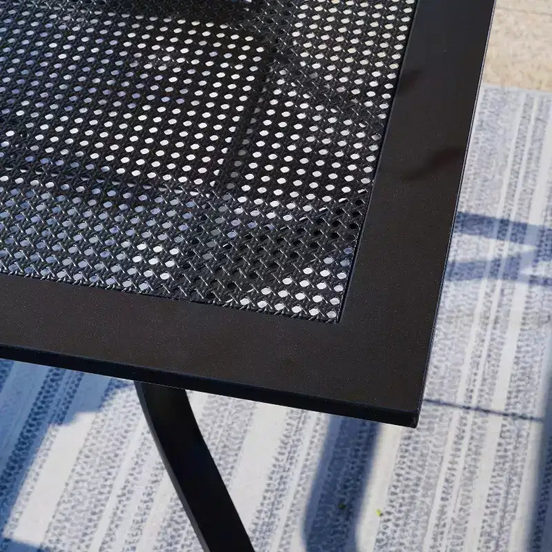 Captiva Designs Ensemble de salle à manger d'extérieur 5 pièces avec table carrée en acier et chaises pivotantes en métal avec toile textile