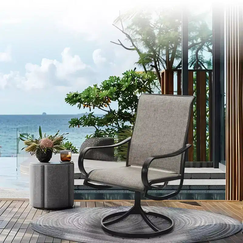 Captiva Designs Ensemble de salle à manger d'extérieur 5 pièces avec table carrée en acier et chaises pivotantes en métal avec toile textile