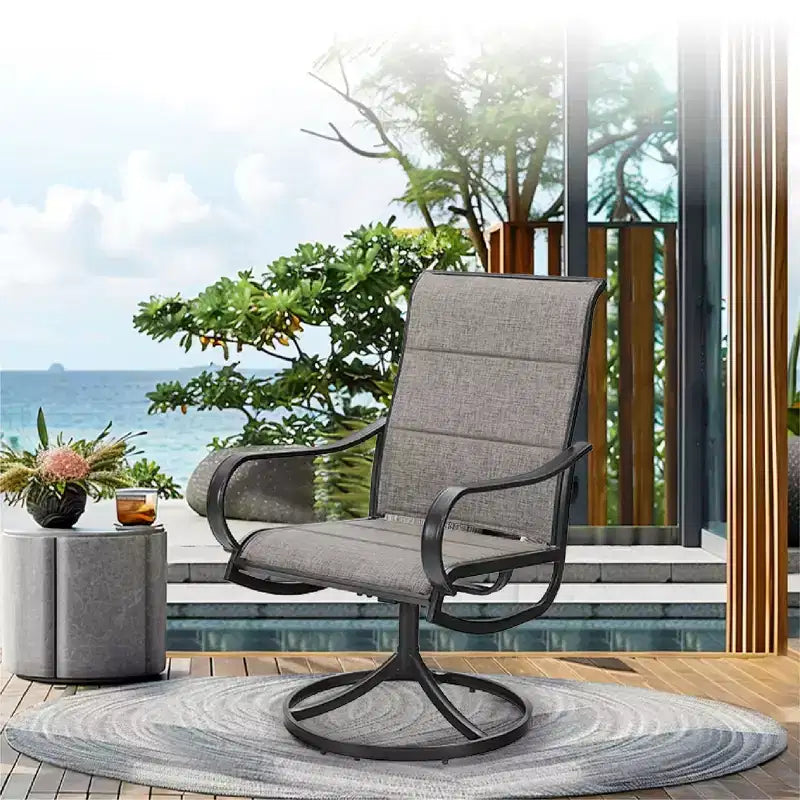 Captiva Designs Ensemble de salle à manger d'extérieur 5 pièces avec table carrée en acier et chaises pivotantes en métal avec toile textile