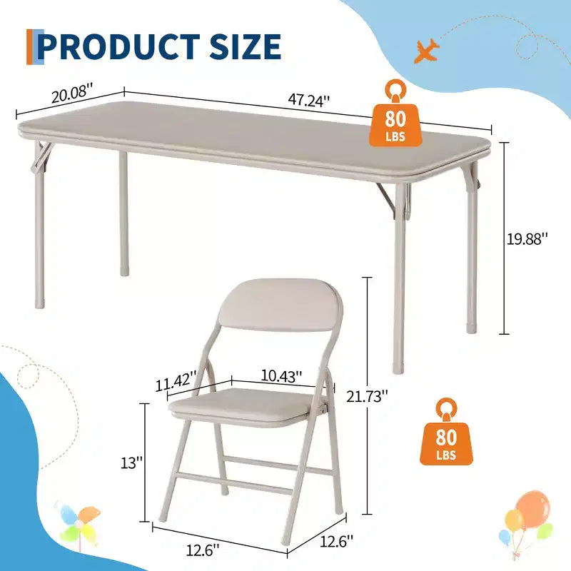 Ensemble Table et Chaises Pliantes 5 Pièces pour Enfants, Ensemble Table et Chaises d'Activités pour Enfants et Tout-petits pour Restaurants, Crèches, Salles de Classe