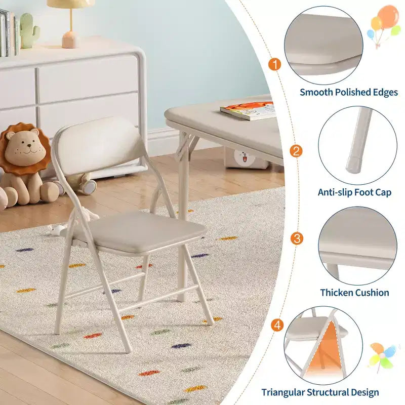 Ensemble Table et Chaises Pliantes 5 Pièces pour Enfants, Ensemble Table et Chaises d'Activités pour Enfants et Tout-petits pour Restaurants, Crèches, Salles de Classe