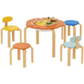 Qaba 5 Piece Kids Table and Chairs Set, Flower-Shaped Toddler Table and Chair Set with Built-in Storage, for Drawing Reading Art Craft Activity