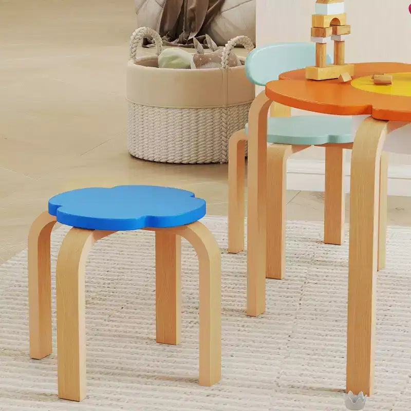 Ensemble de 5 pièces de table et de chaises Qaba pour enfants, ensemble de table et de chaises pour tout-petits en forme de fleur avec rangement intégré, pour le dessin, la lecture et les activités artistiques et créatives.