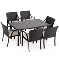 HAPPATIO 7 Piece Patio Dining Set,Outdoor Patio Dining Set.Wicker Rattan Patio Dining Furniture. Dining Furniture Set. Outdoor Dining Set for 6.