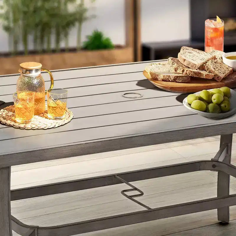 Ensemble de salle à manger HAPPATIO 7 pièces en aluminium pour patio, table et chaises d'extérieur