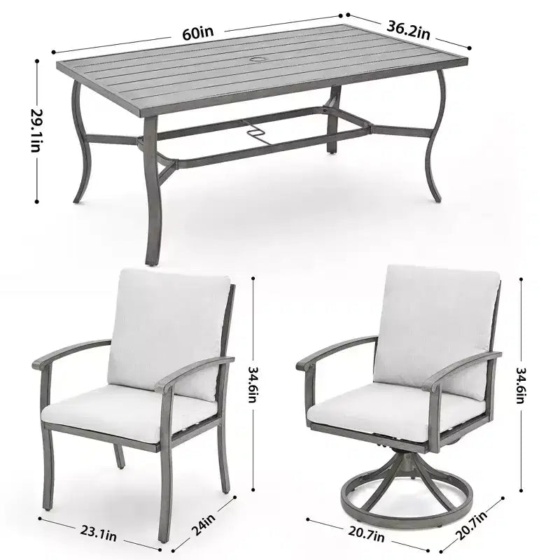 Ensemble de salle à manger HAPPATIO 7 pièces en aluminium pour patio, table et chaises d'extérieur