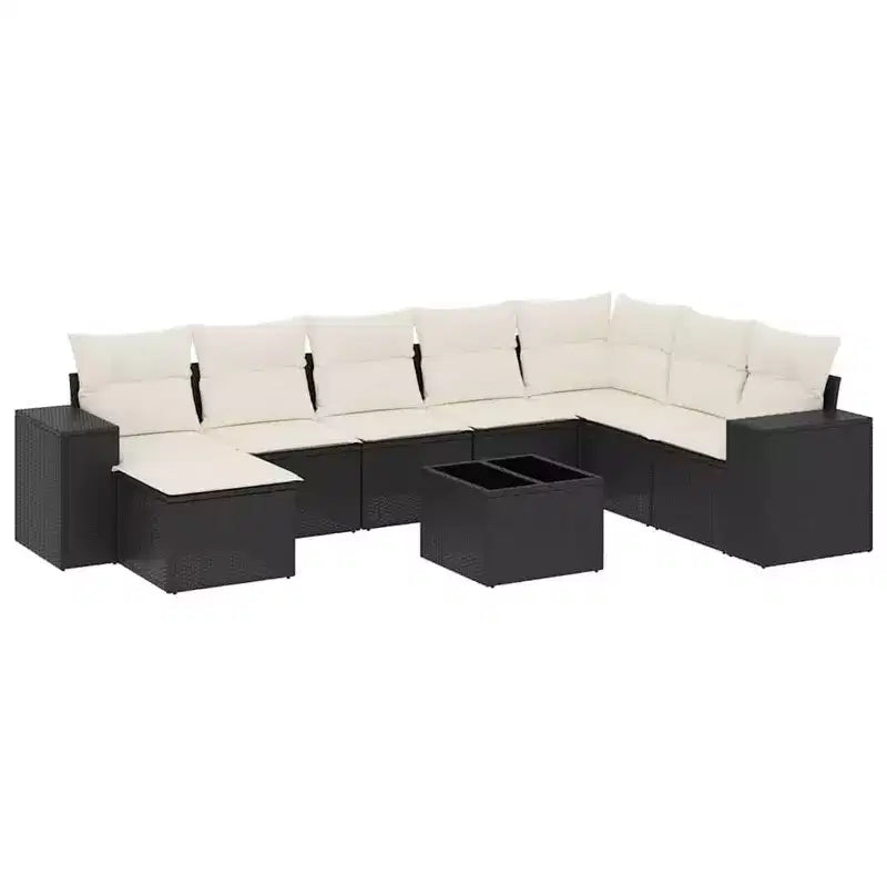 vidaXL Garden Sofa Set Black,Cream White