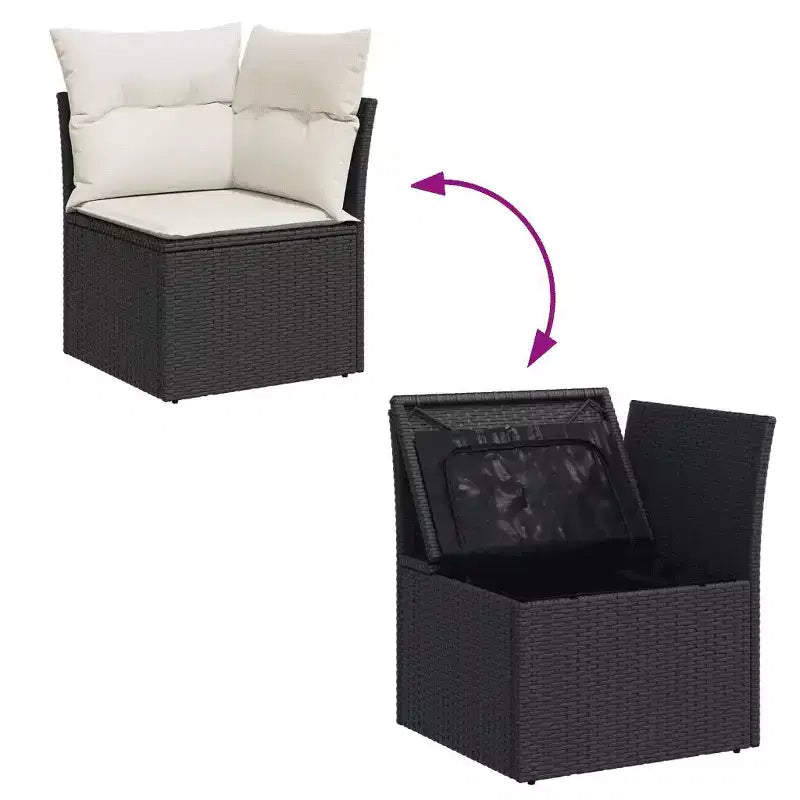 vidaXL Salon de jardin Noir,Blanc crème